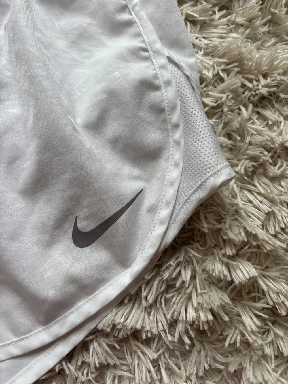NWOT Nike Women’s White Athletic Running Shorts with Gray Swoosh XS
